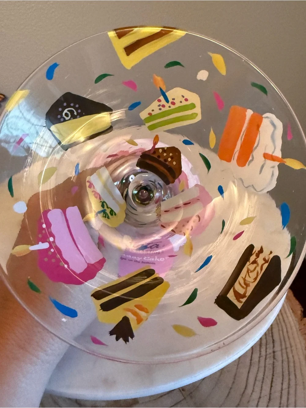 Vintage Lolita 'Birthday Cake' Hand-Painted Martini Glass